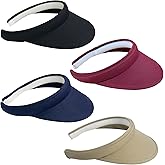 4 Pack Sun Visor Hats Women Men Clip on Cotton Wide Brim Visors Hat Outdoor Sports Golf Beach Travel Tennis Caps