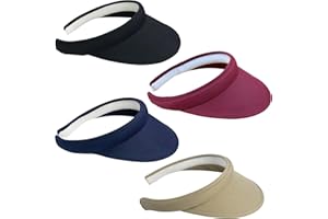 KEJEA 4 Pack Sun Visor Hats Women Men Clip on Cotton Wide Brim Visors Hat Outdoor Sports Golf Beach Travel Tennis Caps