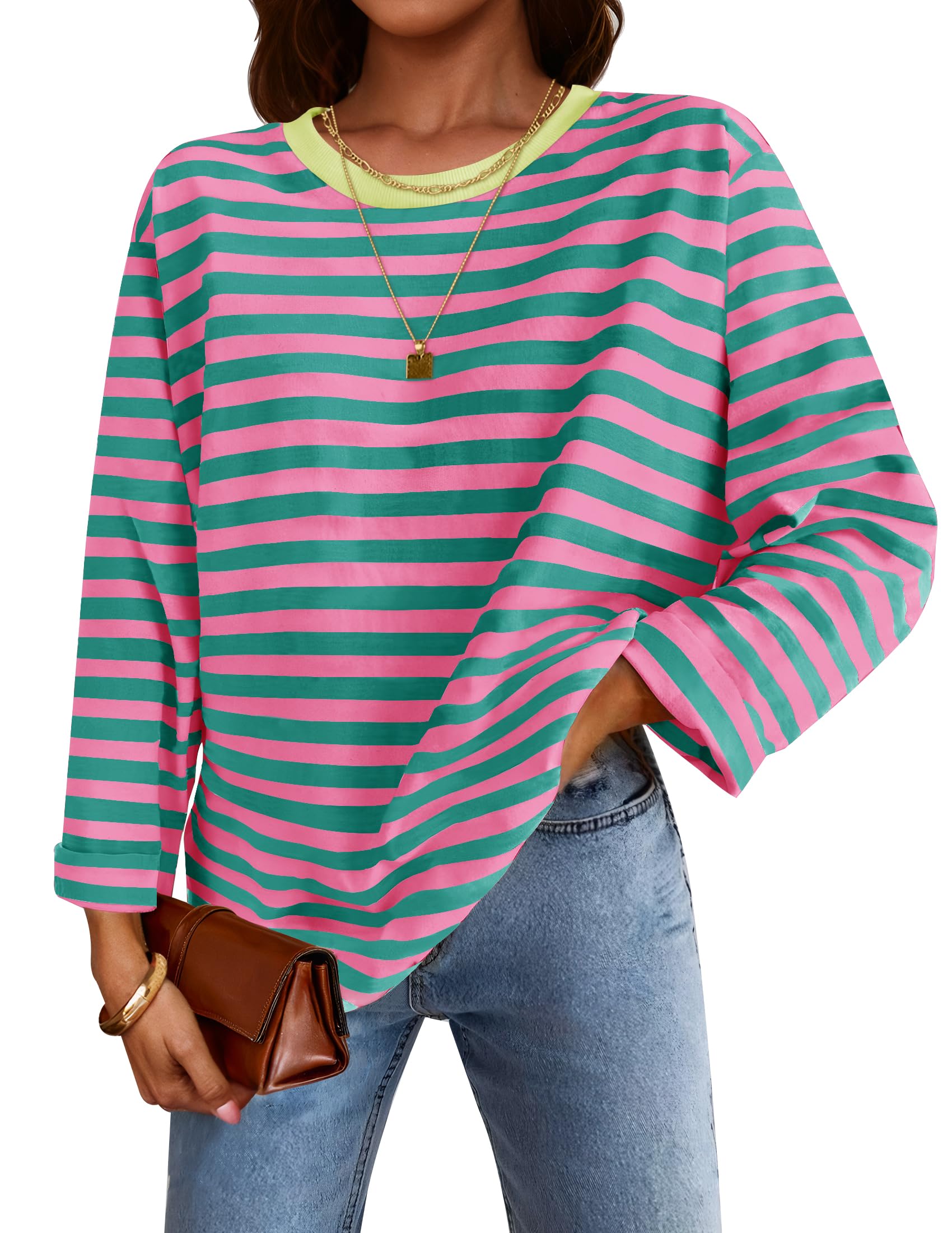 Khloe Loose Crew Neck Striped Knitted Top