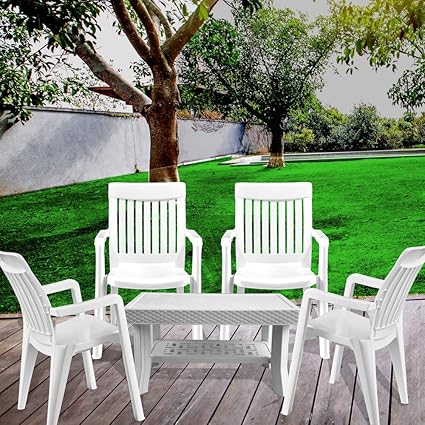 ITALICA Armchair and Table Combo (White) - Set of 4 Chairs