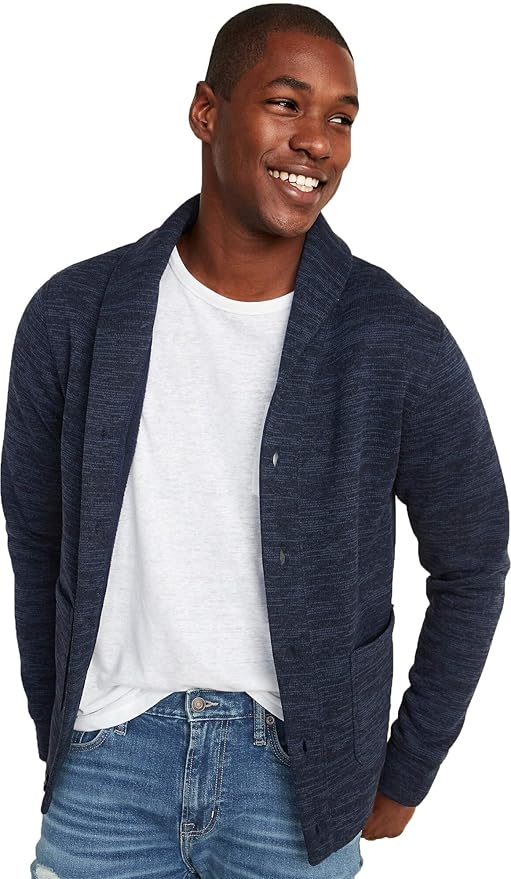 Old Navy Men's Cardigan Sweater Fleece ShawlCollar, Navy Blue (Medium) Amazon.in Clothing