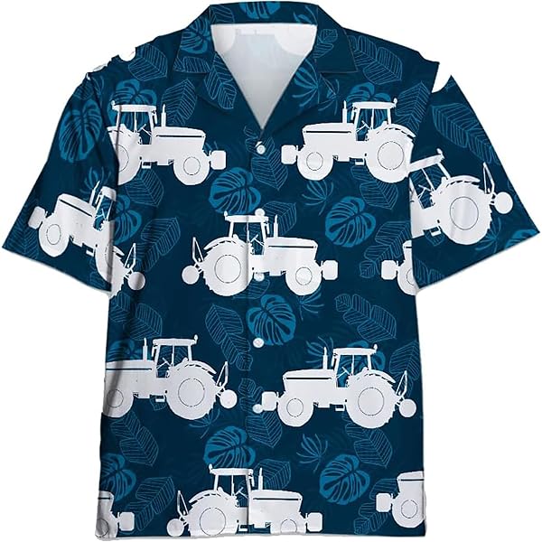 HAPPY BAY Men's Hawaiian Shirt Luau Beach Shirts Casual Button Down Short Sleeve Dress Shirts For Men Xl Hibiscus Leaves Blue