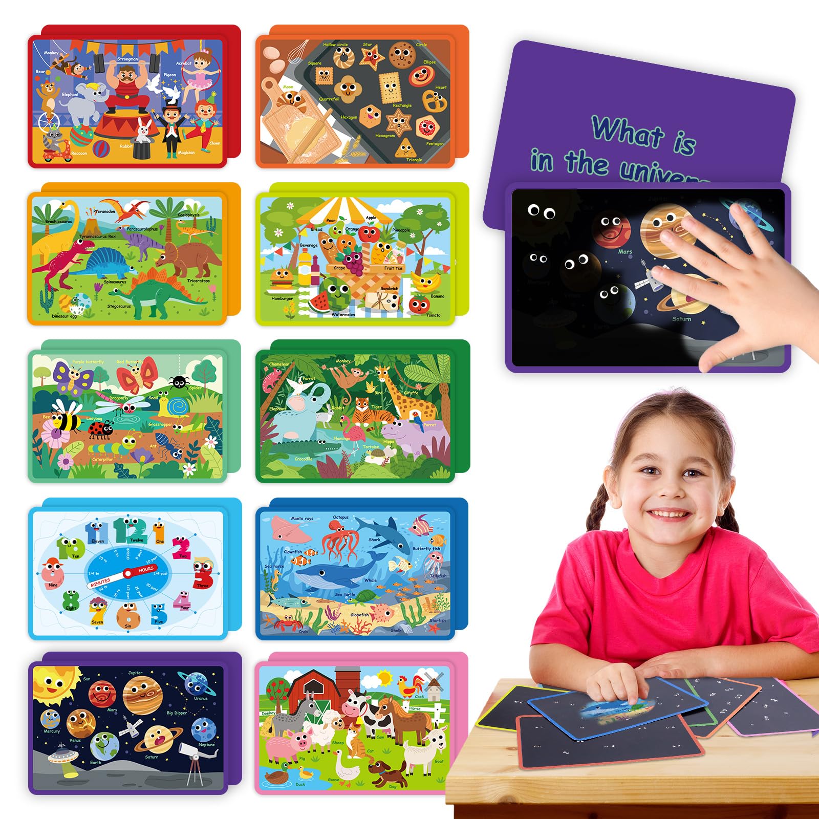 Photo 1 of 10 PCS Heat Changing Explore Cognitive Flashcards,Montessori LearningToys for Baby Toddler Kids 2 3 4 5 Year Old Boys and Girls,Speech Therapy Toy,Toddler Learning Card Educational Toy for Preschool