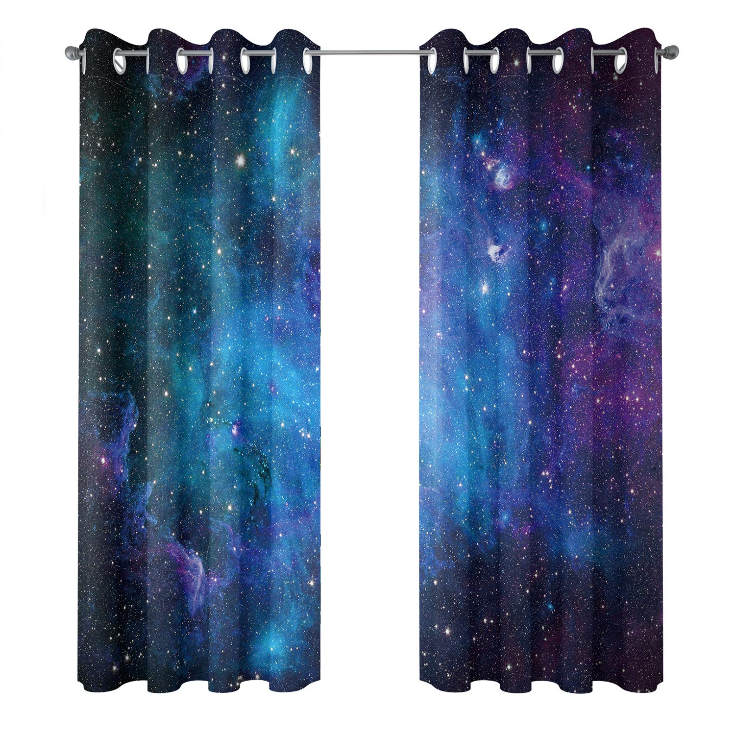 Best ocean blue blackout living room curtains