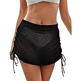 Eddoyee Women Swim Skirts Crochet Cover Up Skirt 2025 Drawstring Side Crochet Beach Swimwear