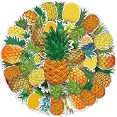 Pineapple Stickers |50Pcs Pineapple Waterproof Vinyl Decals | Removable Resuable Sun-proof Peel and Stick for Water Bottles Laptop Luggage Cup Computer Mobile Phone Skateboard Decoration