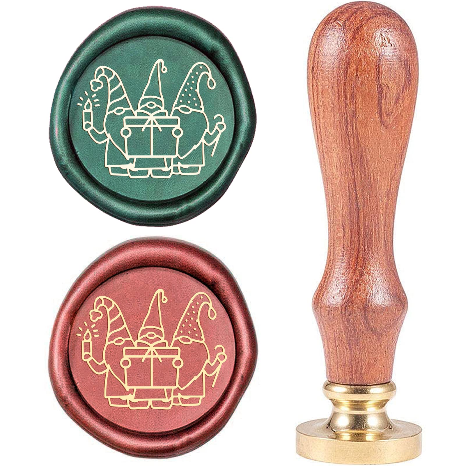 CRASPIRE Christmas Elf Dwarf Wax Seal Stamp X'MAS EVE Gift Sealing Wax Stamp Brass Head Wooden Handle Removable 25mm for Envelopes Wedding Invitations Wine Packages Christmas Halloween