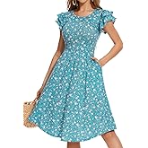 YATHON Casual Summer Dresses for Women with Pockets Crewneck Sundress