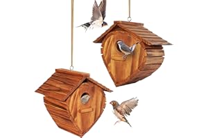 Set of 2 MIXUMON Bird Houses for Outside Strawberry Shape, Outdoor 2 Bird House Room for 2 Bird Families Bluebird Finch Cardinals Hanging Birdhouse for Garden (2 Pcs)
