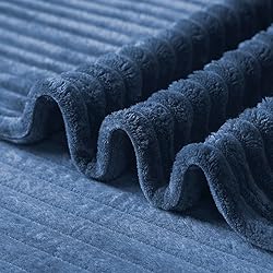 Vessia Flannel Fleece Navy Blue Throw Blanket