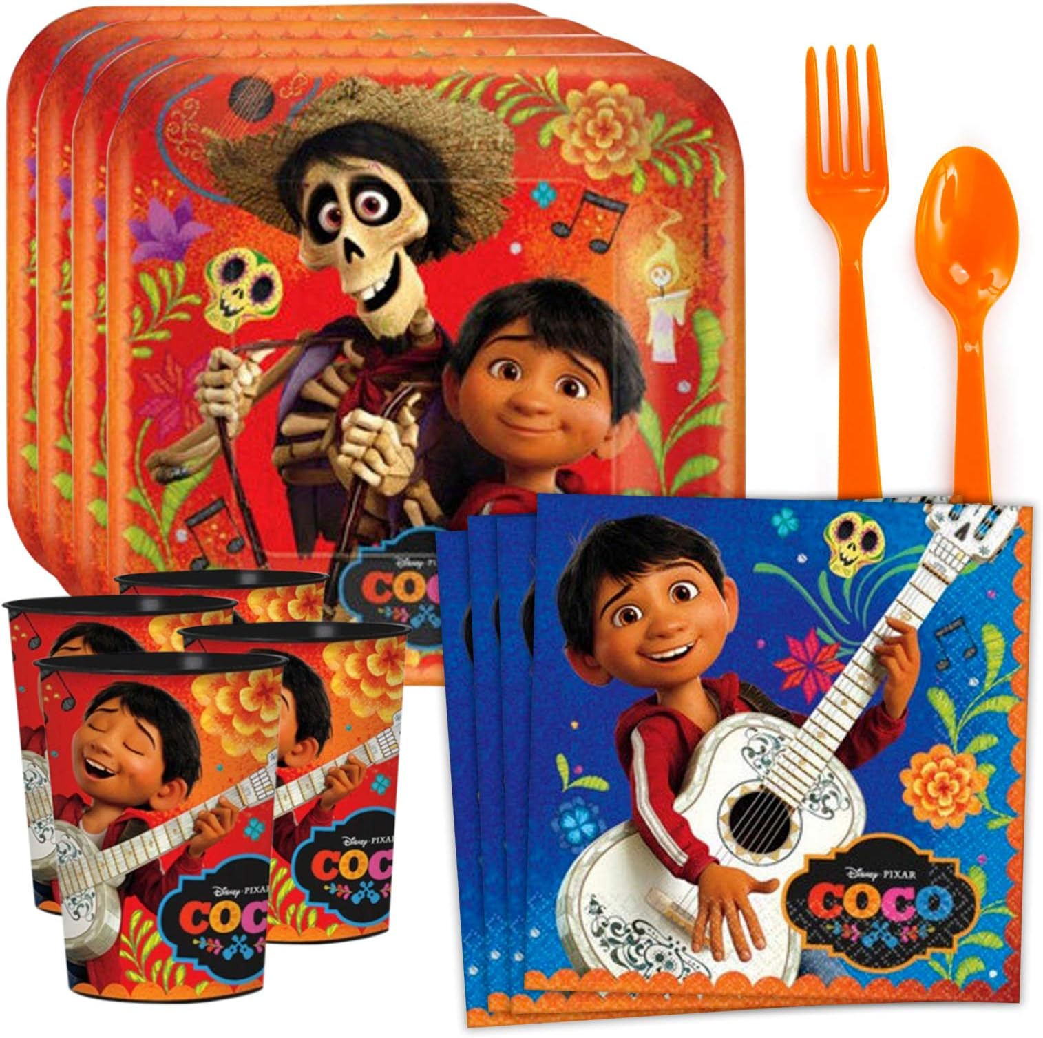 BirthdayExpressCoco Party Tableware Pack with Plastic Favor Cups for 8 Guests