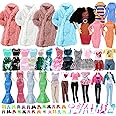 70 PCS Clothes and Accessories for 11.5 inch Doll 7 Party Dress 5 Tops 5 Pants 2 Winter Coats 1 Sweater 1 Scarf 1 Hat 10 Pair of Shoes 28 Accessories Set in Random Christgmas Present for Girl Boy