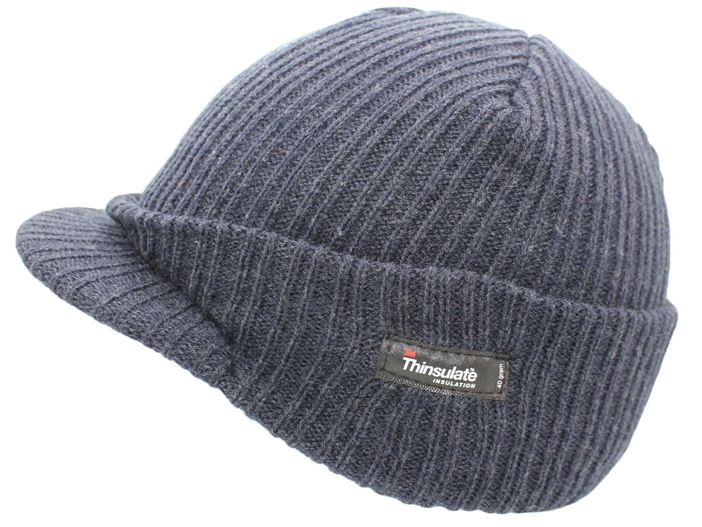 Mens Woolly Army Beanie Military Hat Cap Jeep Peaked Thinsulate Blue