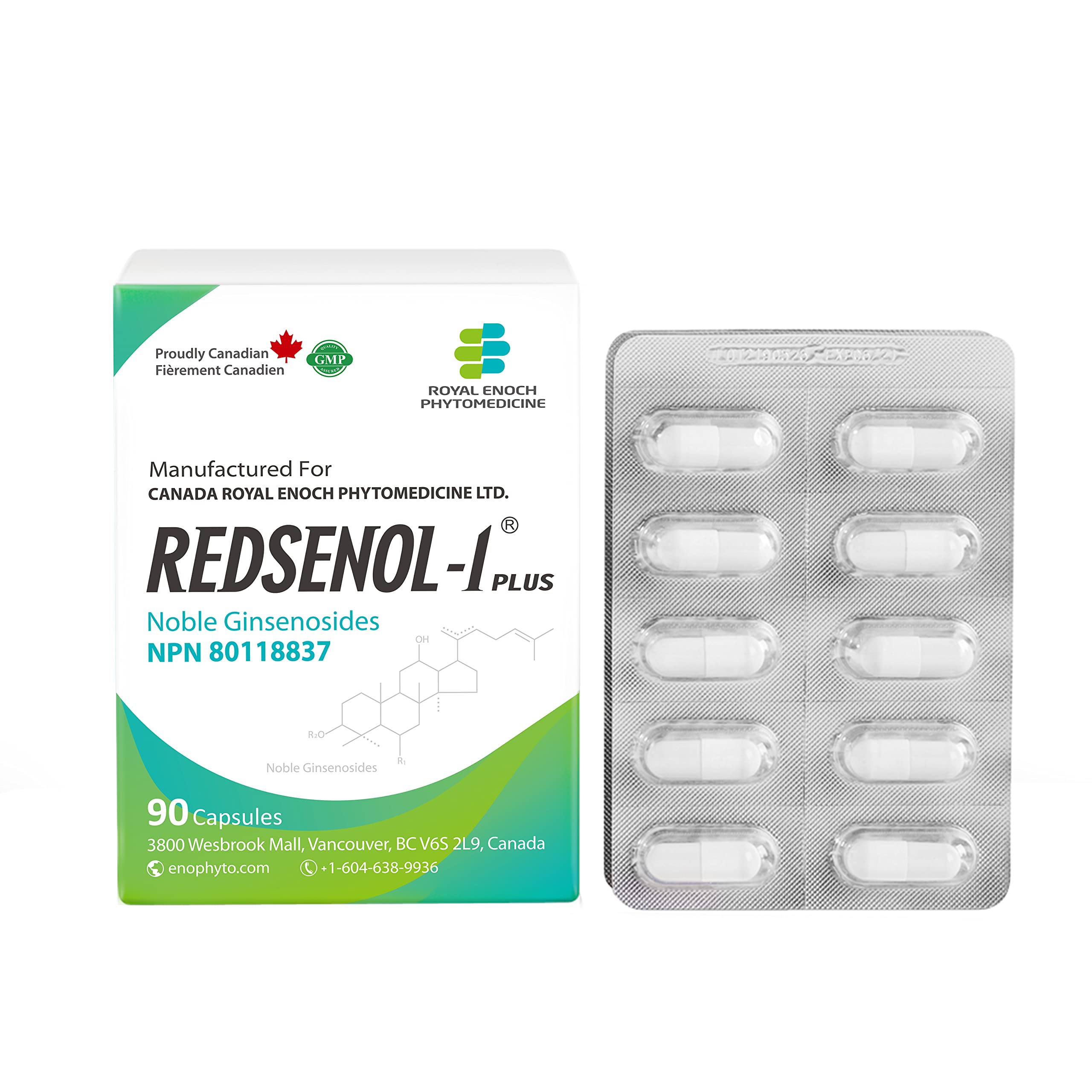 REDSENOL-1 Plus Highly Concentrated Ginseng Extract-Proprietary Formula with 20% Rare Noble Ginsenosides (Rg3, Rg5, Rh2 Supplement)-More Potent Than Traditional Red Ginseng Supplement-3 Boxes