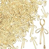 Ecally 100 Pcs Gold Bow Charms for Jewelry Making Plated Bowknot Charms Coquette Earrings Gold Bulk 0.51 x 0.75 Inches Pendants for Nail Bag Scarf Necklace Bracelets Wedding Festival Gift DIY
