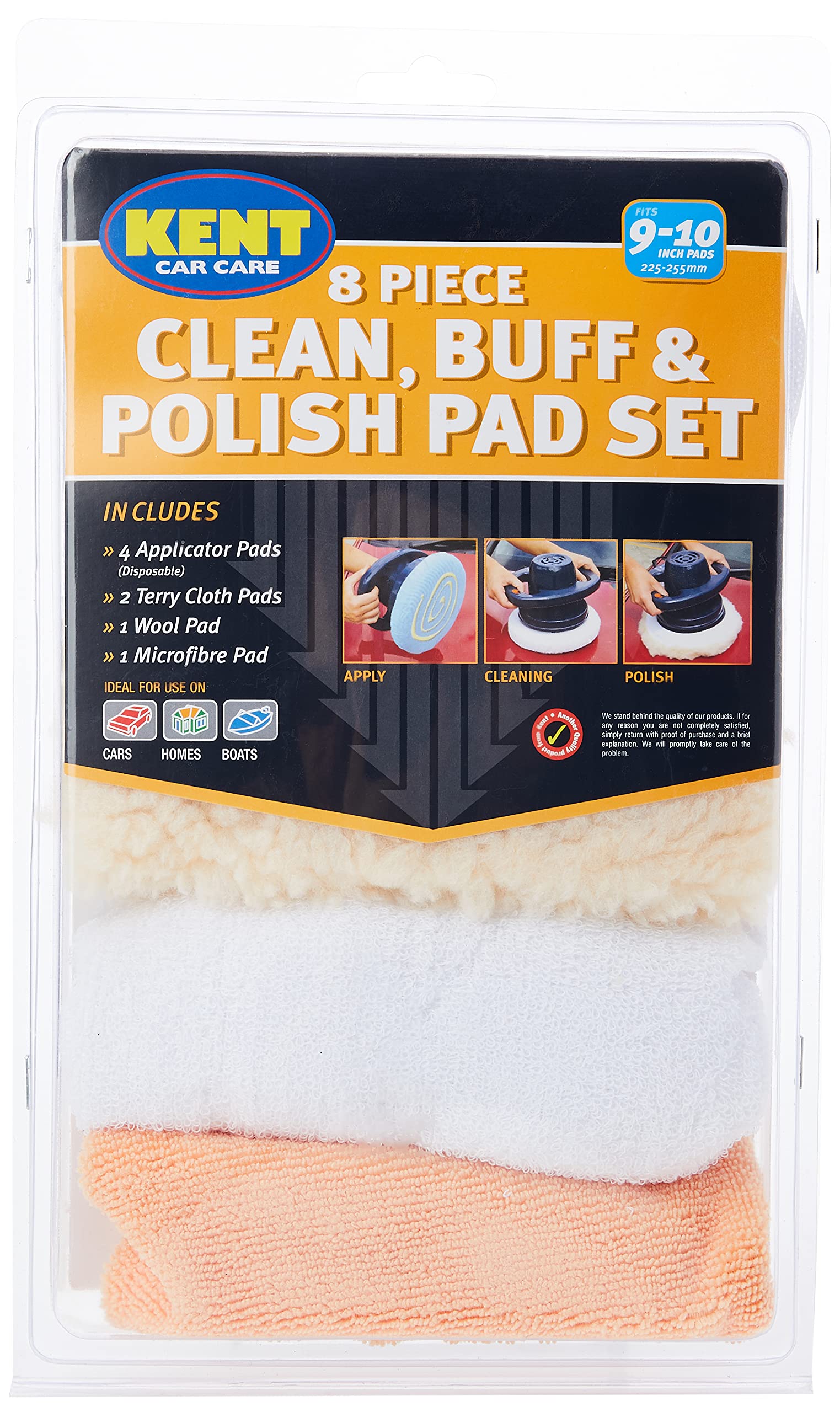 Kent Car Care GKEQ8009 8 Piece Clean, Buff & Polish Pad Set