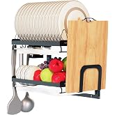 Virgorack Dish Drying Rack, Over the Wall Mounted Dish Drying Rack, Stainless Steel Dish Rack, Large Storage Drying Rack for Kitchen, Dish Drainer with Utensil Holder-2 Tier