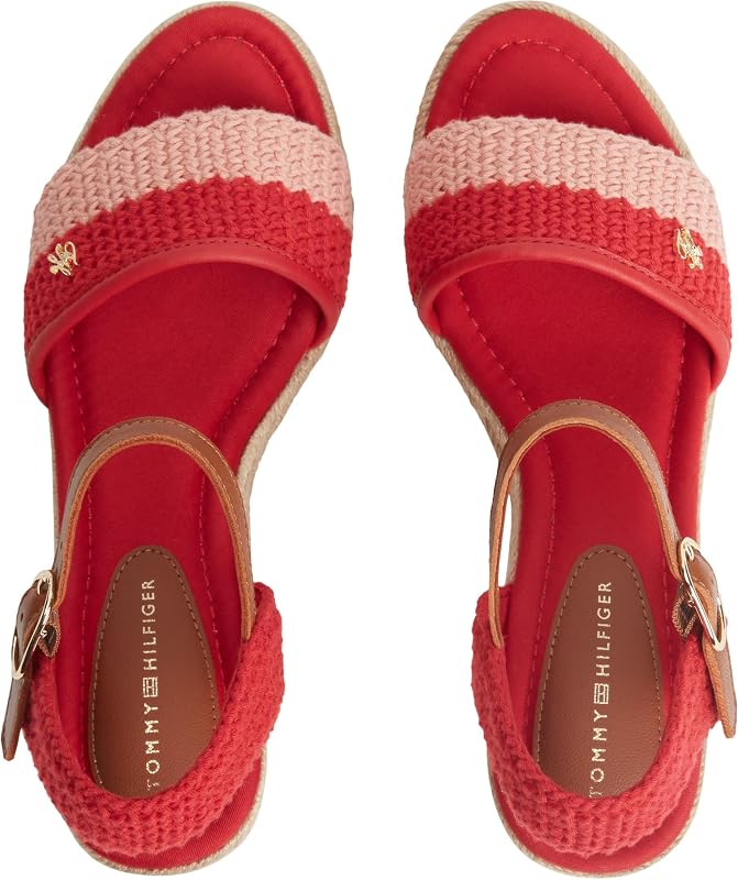 Femmes Th Mid Espad Wedge Crochet FW0FW09516 Sandales à Talons, Rouge, 3.5