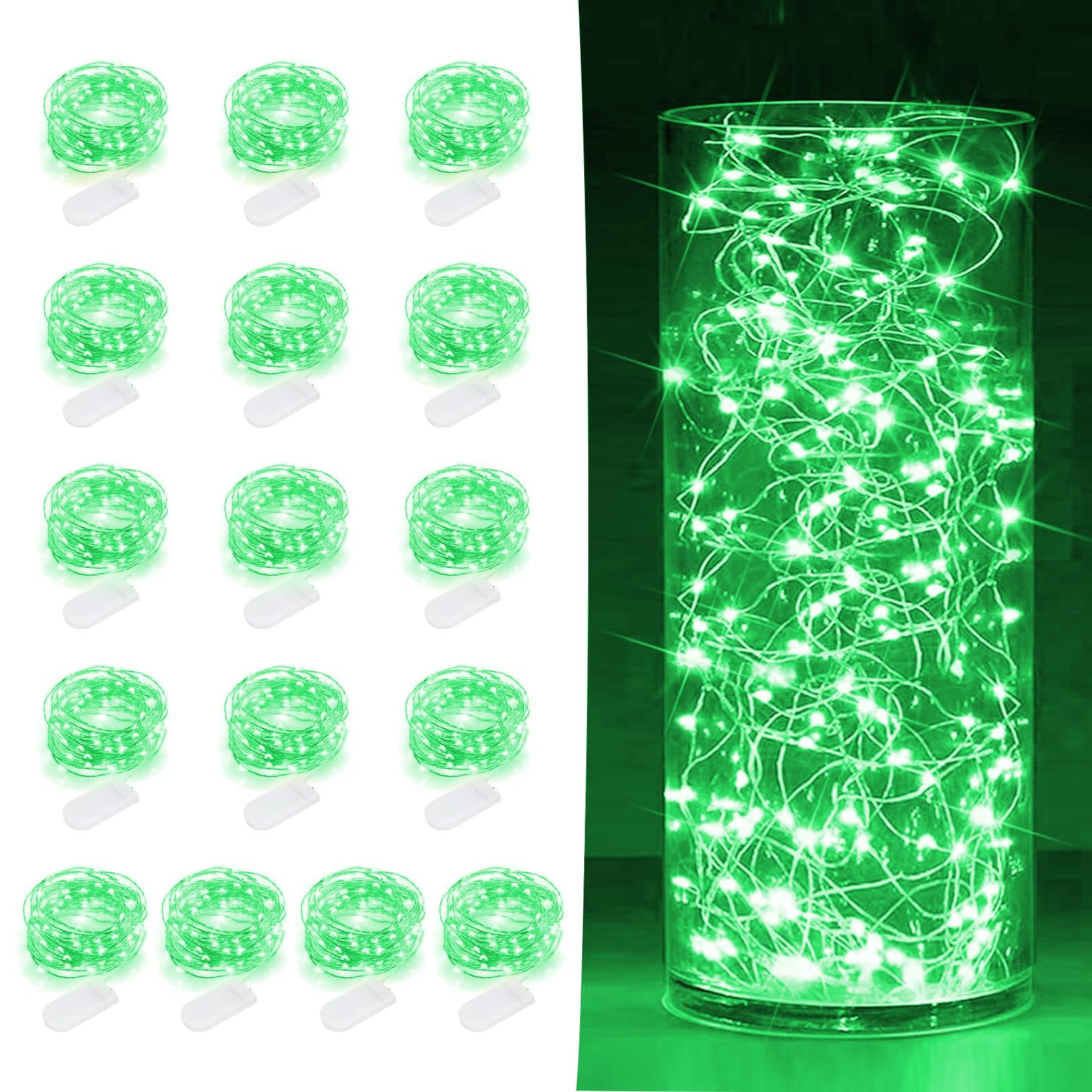 Photo 1 of 16 Pack LED Fairy Lights Battery Operated - 10FT 30LED Copper Wire Mason Jar String Lights, IP65 Waterproof, Bendable for Indoor/Outdoor, Christmas, Wedding, Party, Camping Decor