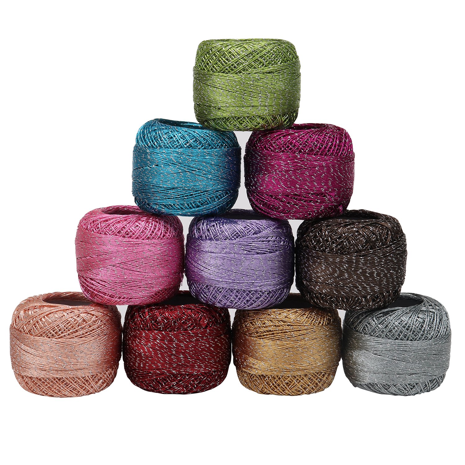 Crochet Cotton 10 pieces Cotton Threads 92.95 Yards cotton yarn Glitter Kni eBay