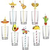 WATINC 80pcs Fiesta Paper Straws, Rainbow Color Striped Drinking Straws for Mexican Theme Party Decoration, Cinco De Mayo Fiesta Party Supplies, Paper Straws Decor for Summer Tropical Birthday Party