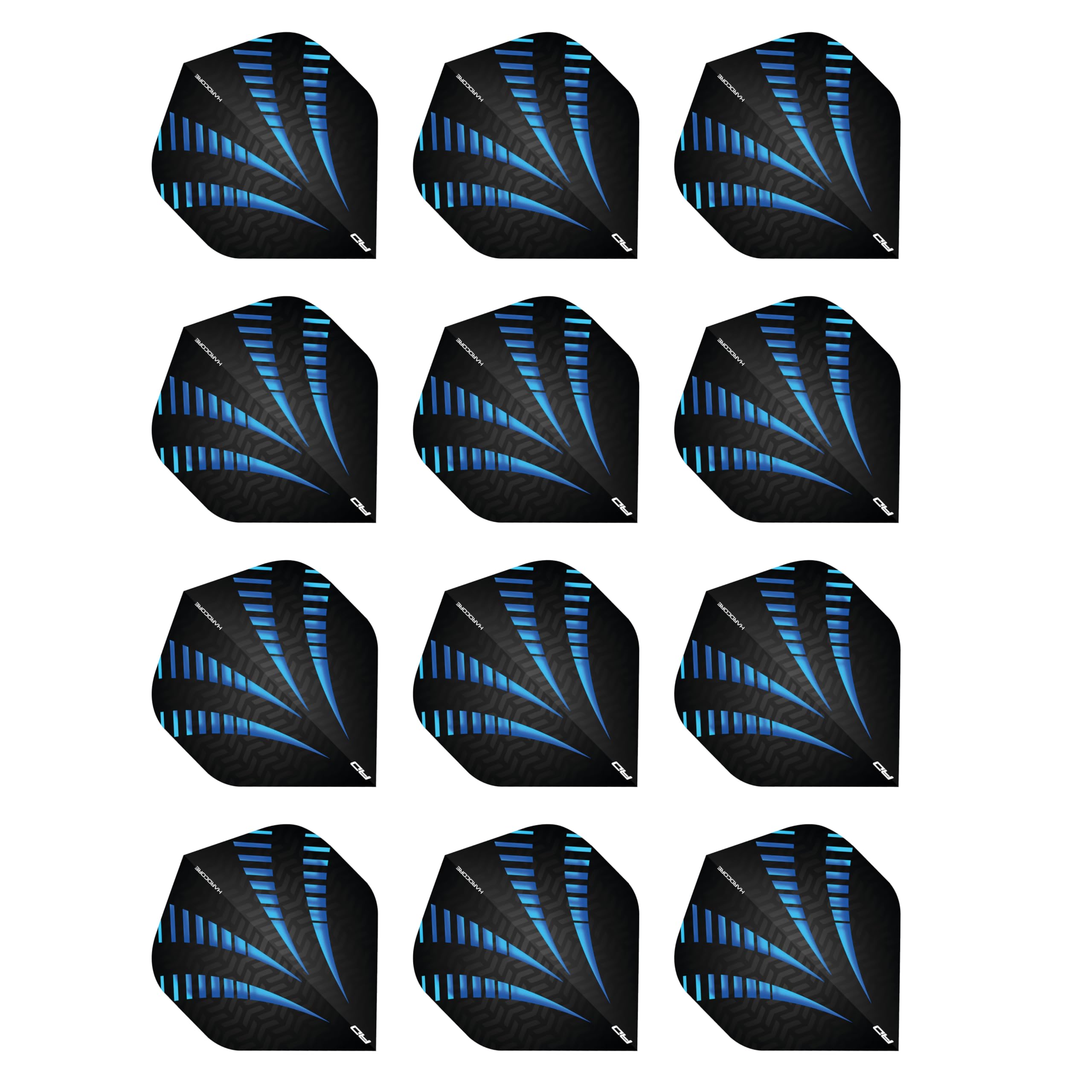 RED DRAGON Hardcore Radical Black & Blue Burst Extra Thick Standard Dart Flights - 4 sets Per Pack (12 Dart Flights in total)