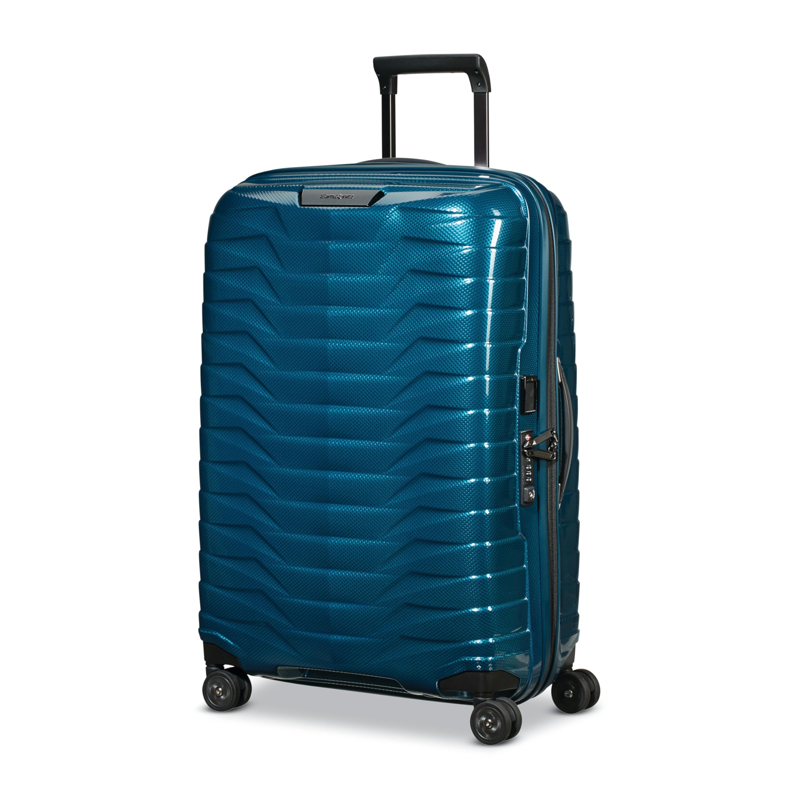 Samsonite Proxis Medium Hardside Luggage with Dual Spinner Wheels – Innovative Roxkin™ Lightweight Shell With Ultimate Durability- Includes TSA Lock, Ergonomic Telescoping Handle – Petrol Blue