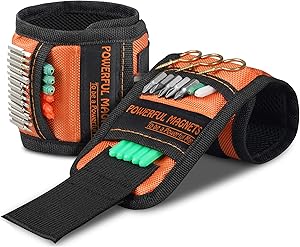 Tools For Men Magnetic Wristband, 2 Pack 15 Upgrade Super Strong Magnets, Good Dad Gift, Unique Gifts For Men, Magnetic Gadget for Man Gifts, Wrist Tool Holder for Holding Screws, Nails, Drill Bits.