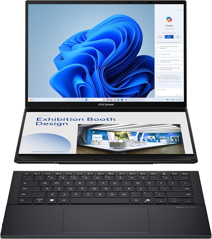 Zenbook Duo OLED UX8406CA-QL335W - Ordenador Portátil 14" WUXGA (Intel Core Ultra 7 255H, 32GB RAM, 1TB SSD, ARC 140T, Windows 11 Home) Gris Tintero - Teclado QWERTY español