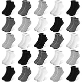 GENTABY Toddler Socks 25 Pairs Kids Ankle Socks for Boys Girls Low Cut Sock Boys Athletic No Show Sock for 1-14 Years