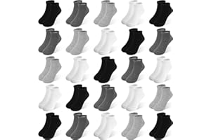 Kids' Low Cut Socks 25-Pack - Boys/Girls Ultra-Soft Breathable Ankle Socks for Toddler, Youth, Teen (1-14 Years)