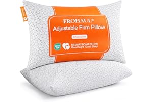 FROHAUL Shredded Memory Foam Bed Pillows Adjustable Hotel Quality Pillows for Side, Back and Stomach Sleeper, Breathable Wash