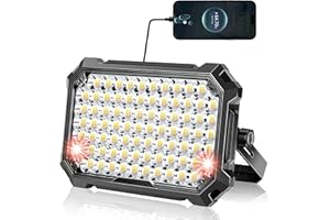 LED Camping Lights Outdoor Rechargeable, 12000mAh Work Flood Light 10000LM with 4 Light Modes as Power Bank for Camp Essentia