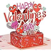 Paper Love Happy Valentines Day Card, 3D Handcrafted Pop Up Valentine's Cards - 100% Recycled and Eco-Friendly, 5" x 7" Cover - Includes Envelope and Note Tag, Frndly