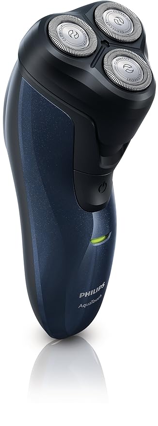 Philips AquaTouch Elektrischer Rasierer, nass und trocken (AC/Batterie, Nickel-Metal Hydride (NiMH), Rotation, schwarz, blau,