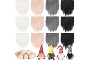 ZHBDMGK Precut Gnome Beard, 12 Pcs Faux Fur Costume Beard in 4 Colors, Handmade Dwarf Beard with 12 Wooden Balls for Easter Halloween Christmas Crafts Decor
