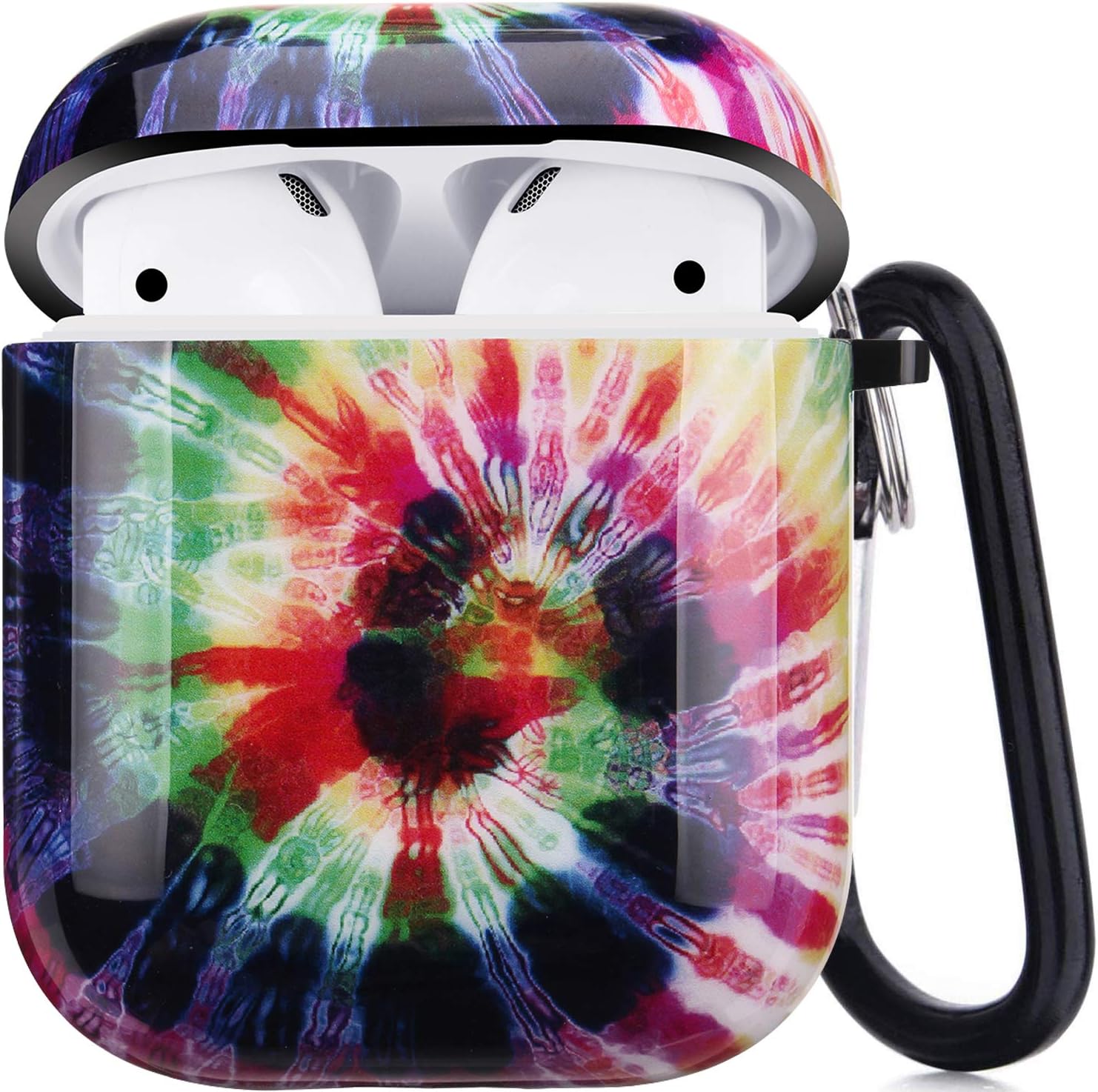 Happypapa Airpods Case Designed for Apple AirPods 2 & 1 Full Protective Case Cover with Keychain Cute Girls Men Durable Shockproof Anti Lost Case for Airpods Charging Case (Color Marble)