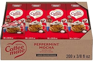 Nestle Coffee mate Coffee Creamer, Peppermint Mocha, Liquid Creamer Singles, Non Dairy, No Refrigeration, 0.375 fl oz Tubs (Pack of 200)