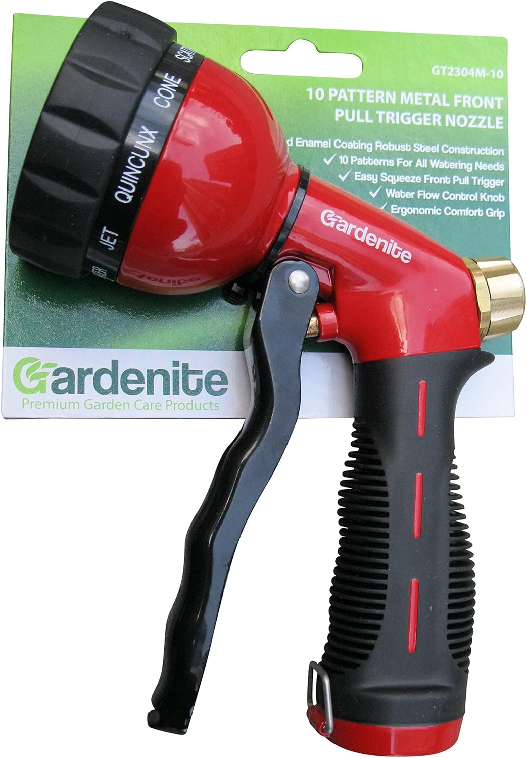 Garden Hose Nozzle / Hand Sprayer - Heavy Duty 10 Pattern Metal Watering Nozzle - High Pressure - Pistol Grip Front Trigger - Flow Control Setting Knob - Suitable for Car Wash, Cleaning, Watering Lawn and Garden - Ideal for Washing Dogs & Pets : Garden & Outdoor