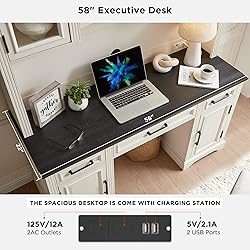 JXQTLINGMU Farmhouse 76" Height Computer Desk with