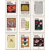RETRART Yayoi Kusama Posters - Set of 9 - Vintage Yayoi Kusama Wall Art Prints - 草間弥生 Japanese Canvas Paintings - Aesthetic Wall Decor for Bedroom, Living Room, Bathroom, Hallway - Unframed 8