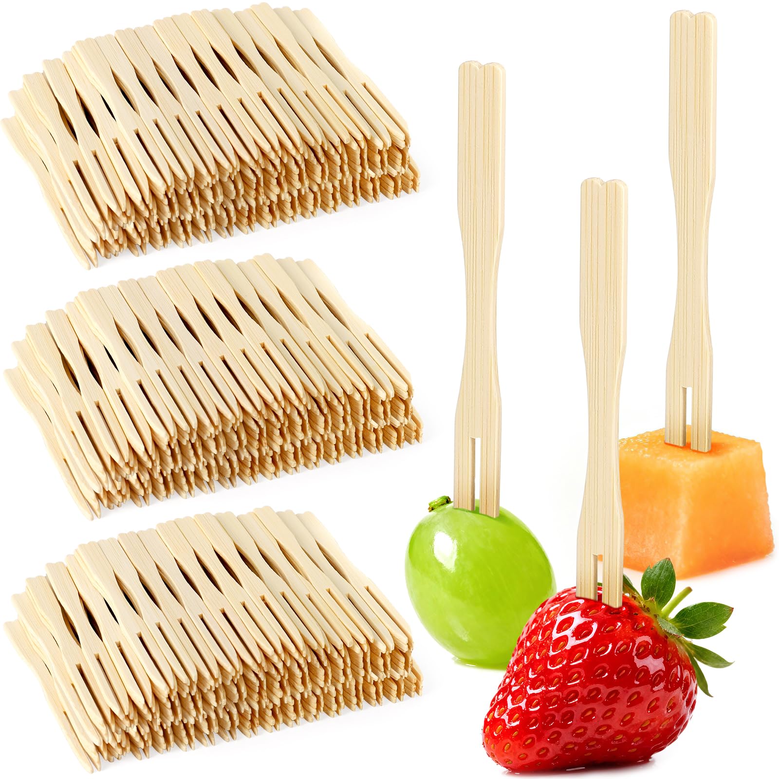 Photo 1 of **** 2 PACK****** 600PCS Bamboo Appetizer Forks, 3.5 IN Mini Charcuterie Forks, Small Wooden Food Picks Disposable, Fancy Toothpicks for Appetizers Fruit Cocktail Wedding Party Supplies Charcuterie Boards Accessories
