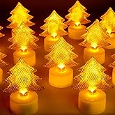 HAIDOLIANG 6PCS Christmas Tree Tea Lights Candles(Ironwork), LED Flameless Candles Battery Operated for Holiday Gifts, Led MINI Electric Faker Votive Tealight Candles for Desk, Birthday Decorations