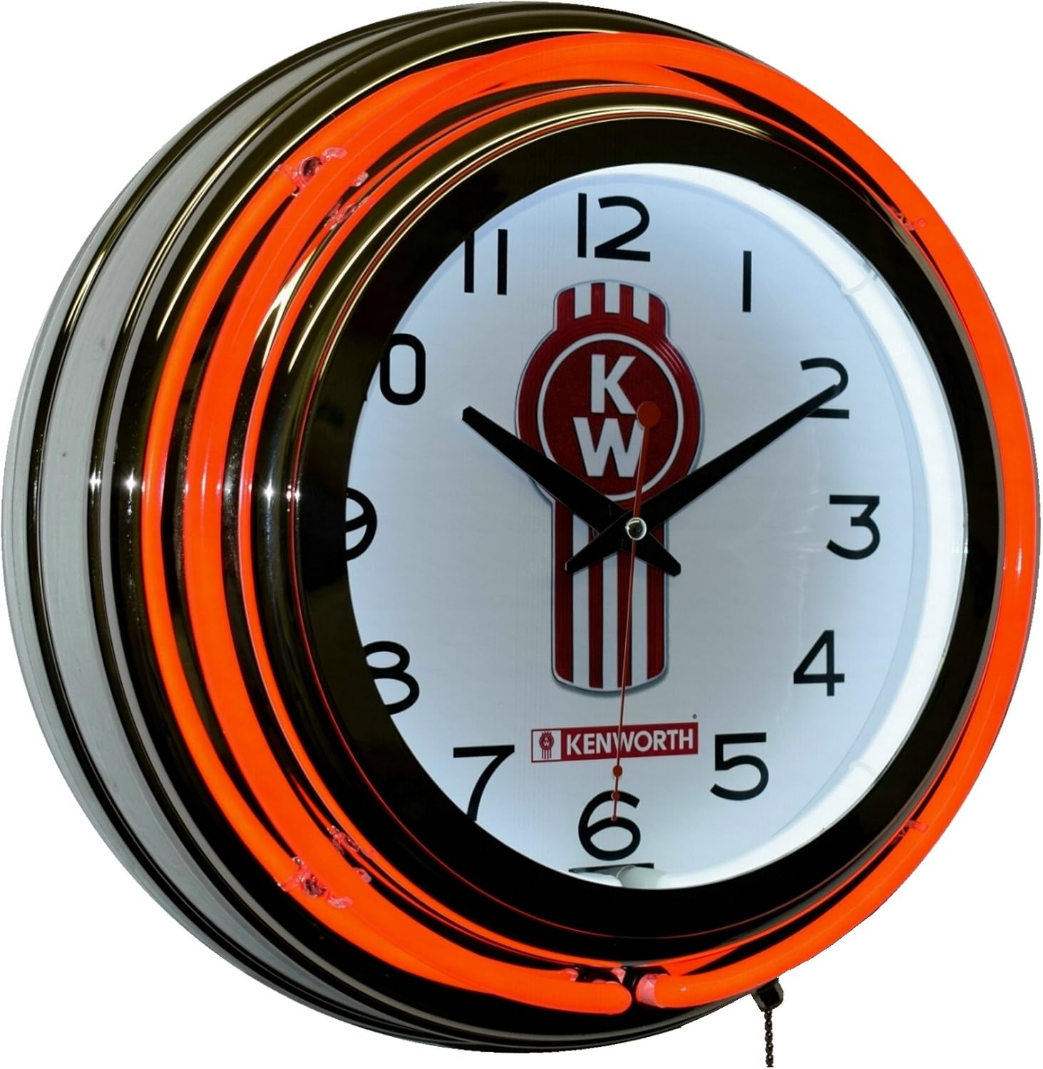 KW Kenworth Truck Red Double Neon Advertising Clock Wall