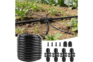 Rolcoassuns 50 FT 1/2" Drip Irrigation Tubing Kit, Drip Line Irrigation Hose for Garden Irrigation System, Black PVC Blank Di
