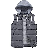 CREATMO US Women's Warm Vest Outerwear Thick Padded Puffer Sleeveless Vest With Detachable Hood