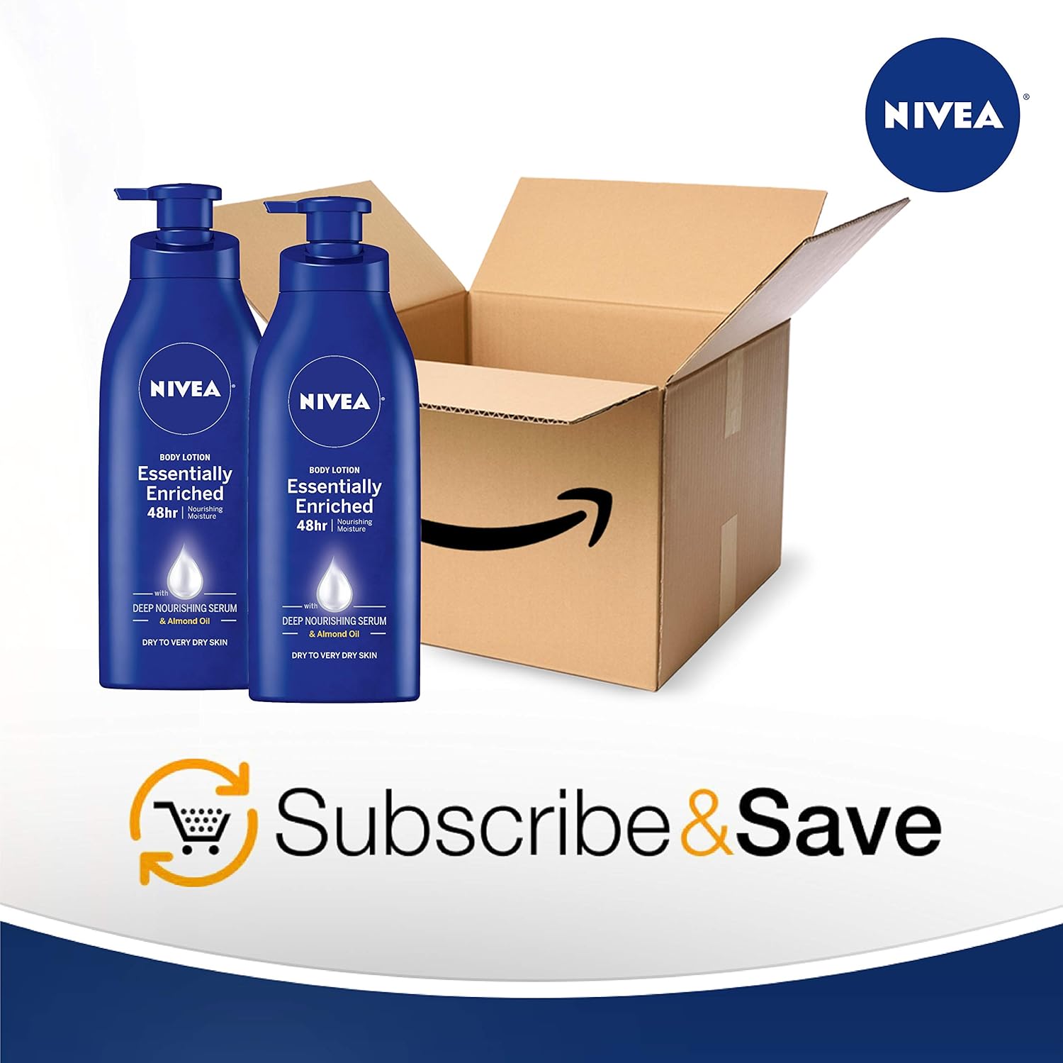 NIVEA Essentially Enriched Body Lotion for Dry Skin, Pack of 2, 16.9 Fl Oz Pump Bottles : Beauty