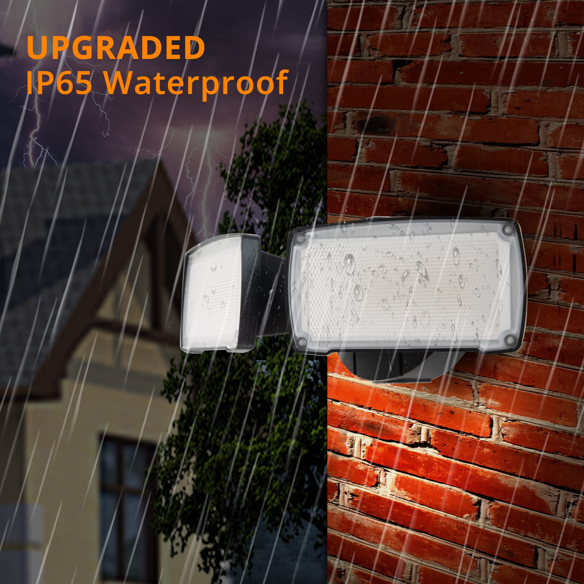 UME 2-Pack 19W Dusk to Dawn LED Security Light Outdoor, 2 Adjustable Head, 2000LM, 5000K, IP65 Waterproof, Super Bright Flood Light with Photocell for Garage,Yard,Exterior,Entryway(Black)