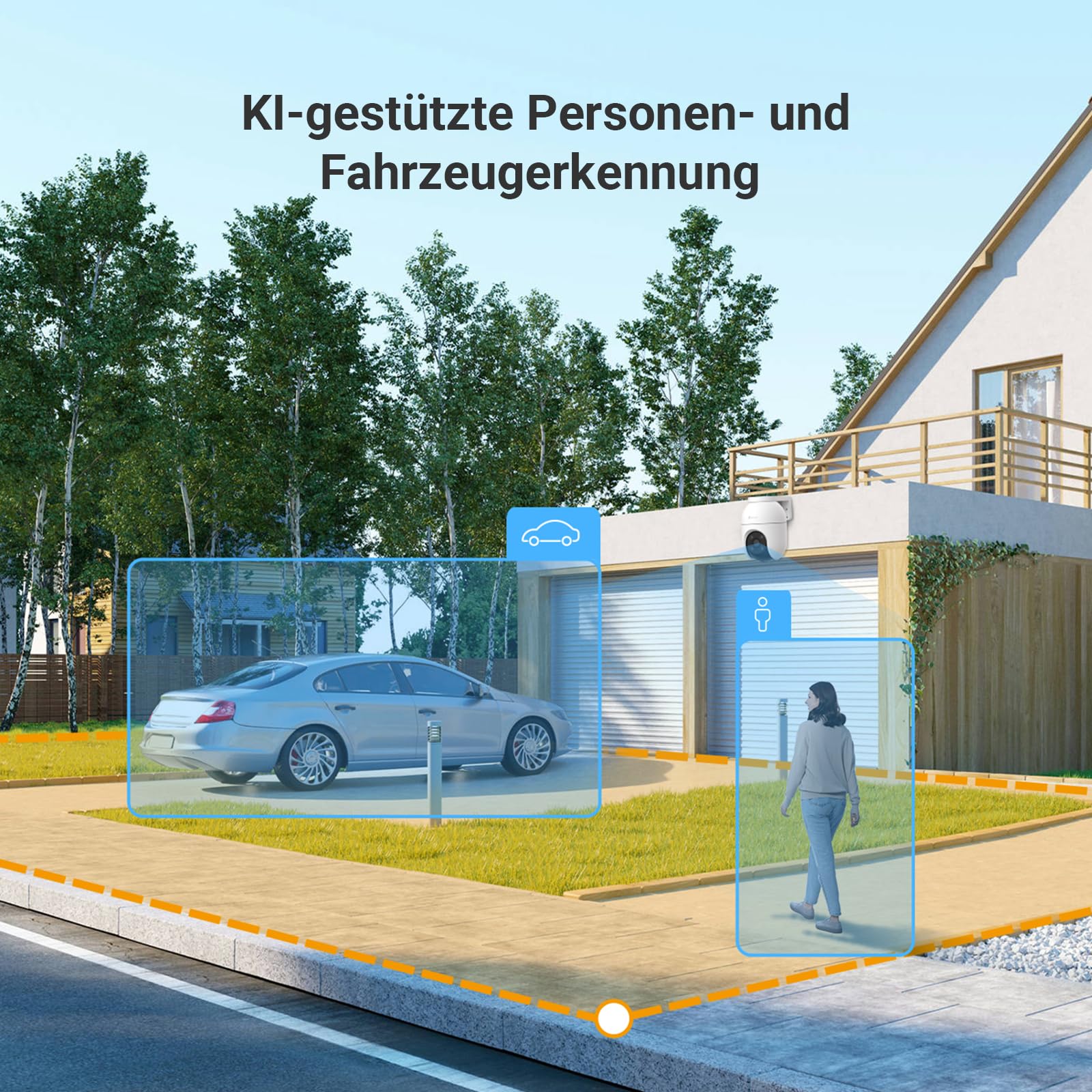 EZVIZ 4K Überwachungskamera Aussen WLAN, 360° PTZ Kamera Außen mit KI-Erkennung, Zwei-Wege-Audio, 2.4 & 5 GHz WLAN, 8MP Farbnachtsicht, Wetterfest, Fernsteuerung per App, C8c 4K (Version 2026) 7