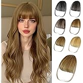 MEDO Bangs Hair Clip Human Hair, Natural Brown Clip in Bangs, Clip on Bangs for Women with Temples, Wispy Fake Bangs Hairpieces for Daily Wear
